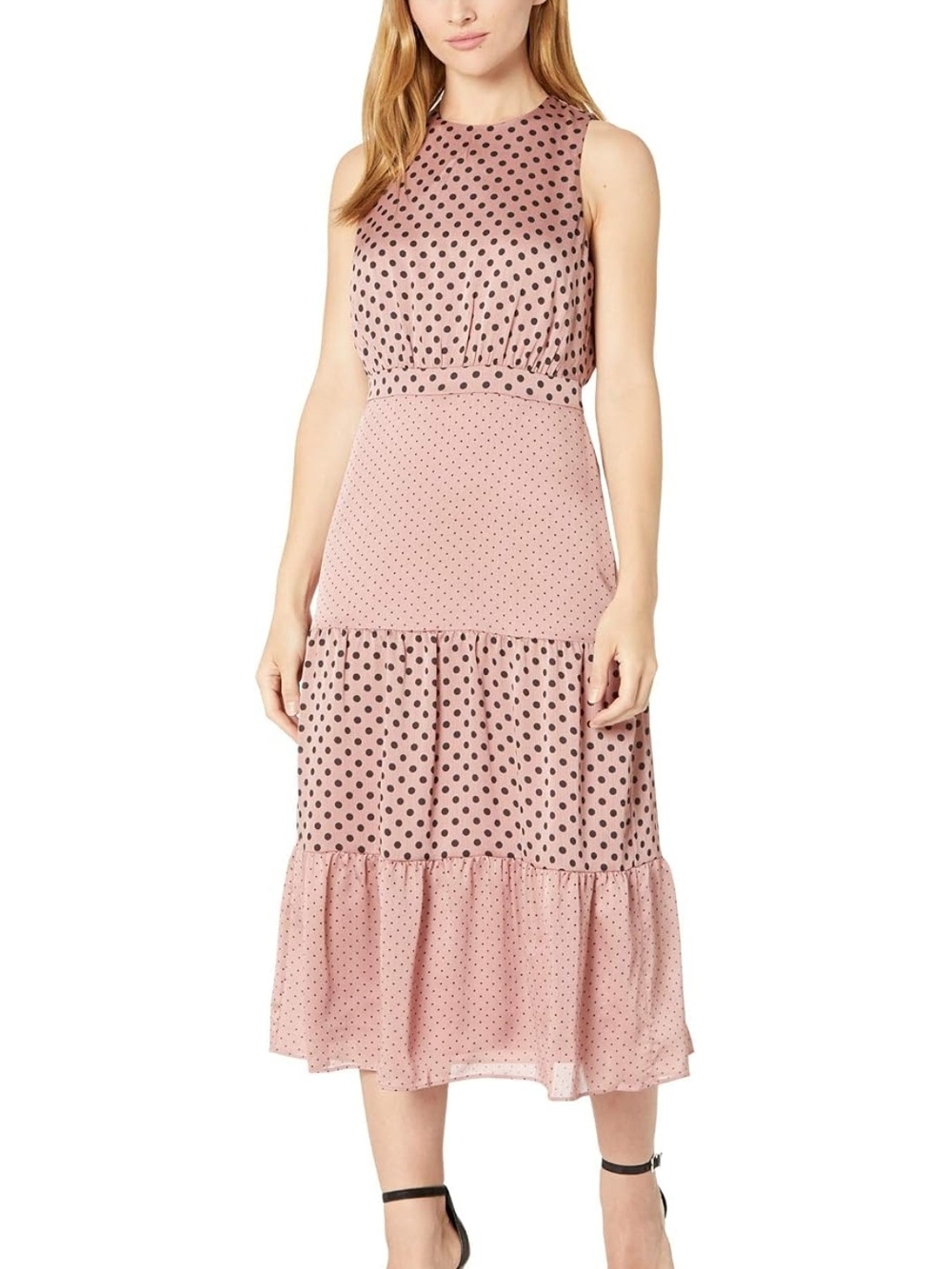 Ted Baker Blush Polka Dot Tiered Midi Dress